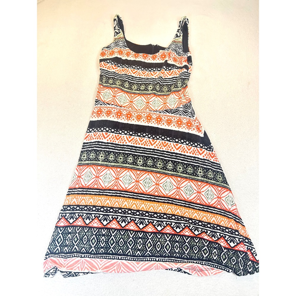 LOFT Dress Women 00P Orange Geometric Boho